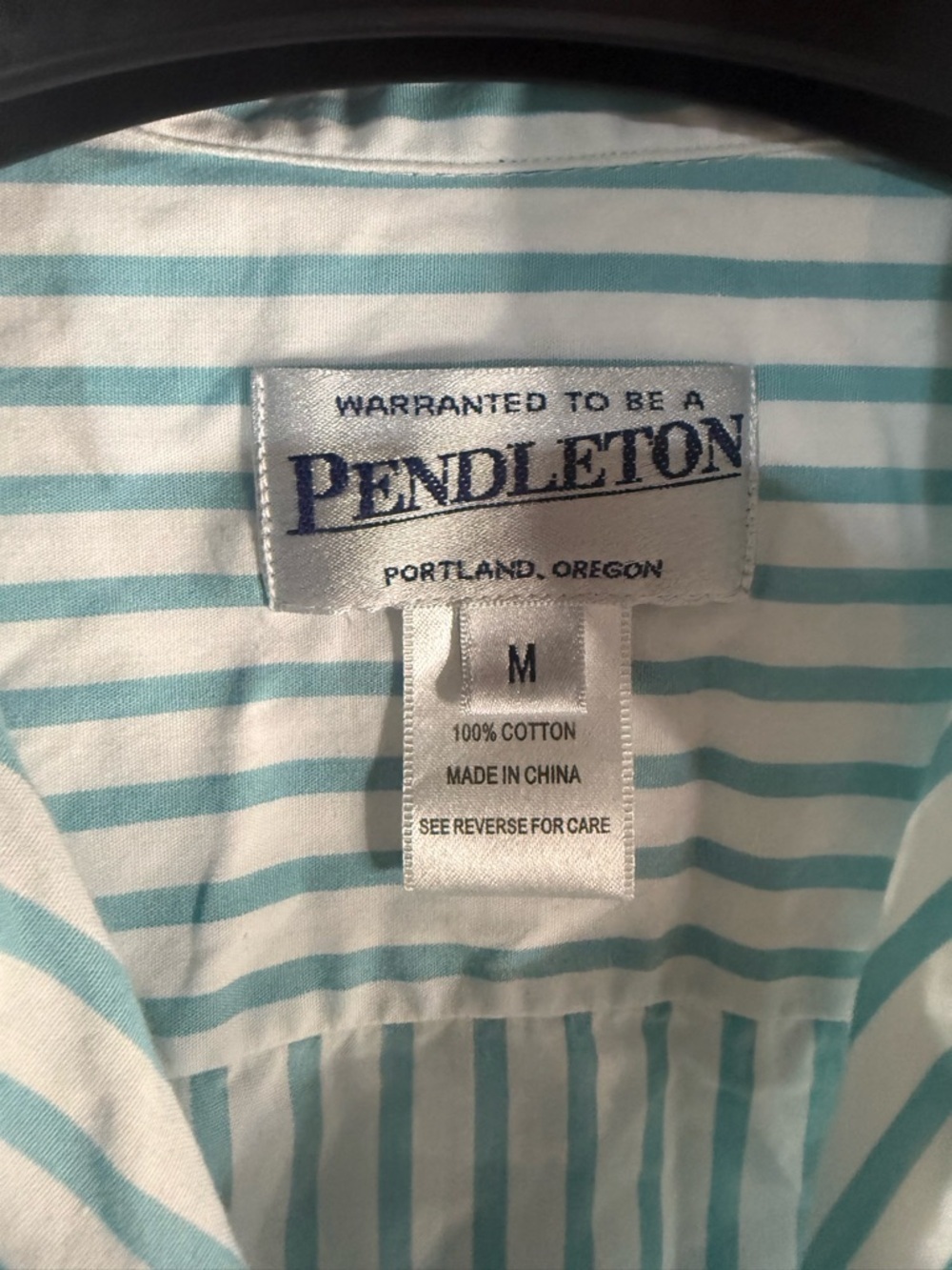 Pendleton White Shirt with Seafoam Stripes - Picture 2 of 3